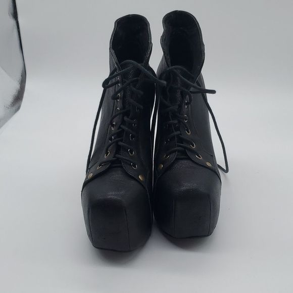 Havana Last black ankle boots with 5" wooden heel, handmade, leather, 6 - Picture 3 of 6